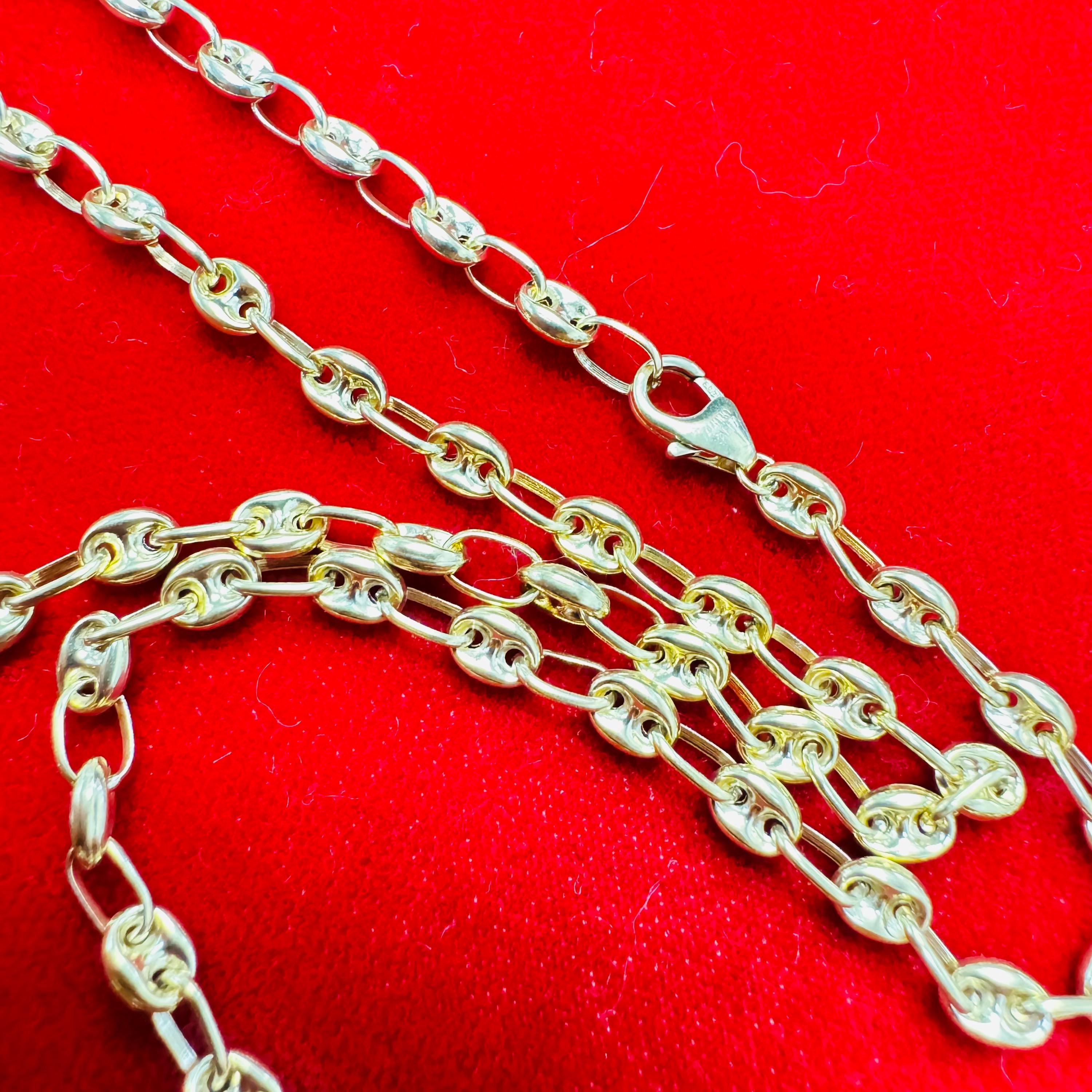16インチ 4mm ソリッド 14K イエローゴールド マリナー パフリンク 