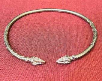 Vintagsolid Sterling Silver Open Bangle Bracelet Rustic