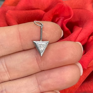 Natural .30CT Trilliant Cut Diamond Solid Platinum Arrow Pendant