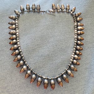 Amazing Antique Victorian Sterling Silver and Rose Gold Acorn Link Collar Necklace 14.5&quot;