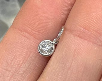 Pingente de pingente de ouro branco e platina com corte de diamante natural de mina antiga .37CT H I1 14K