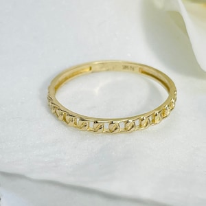 Solid 14K Yellow Gold 2mm Curb Link Stacking Ring Band Size 7