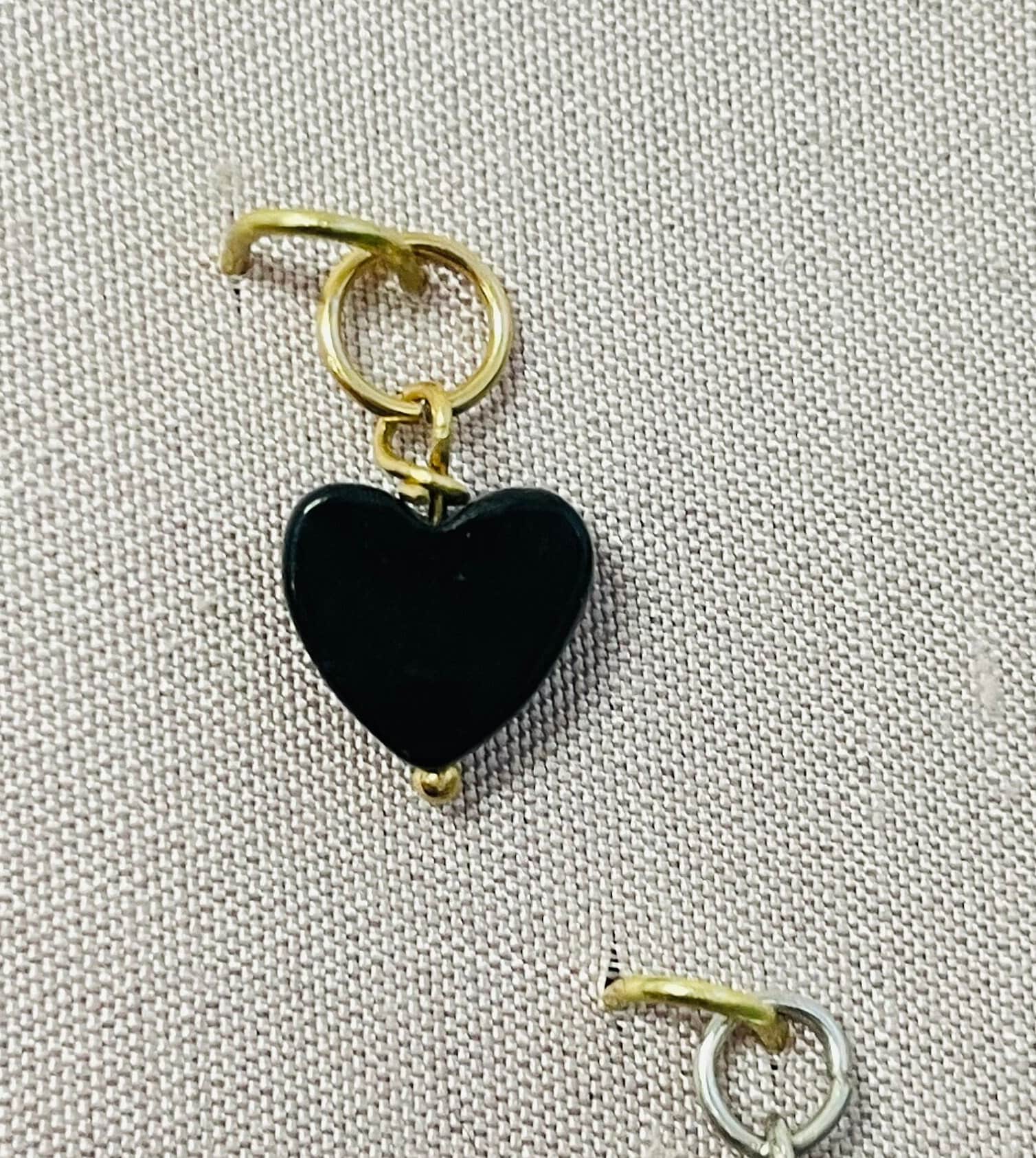 ★人氣★LOVE ME MONSTER★Black Onyx Charm Necklace Diamond and Black Onyx Heart Necklace (Large) | Grace K Jewelry