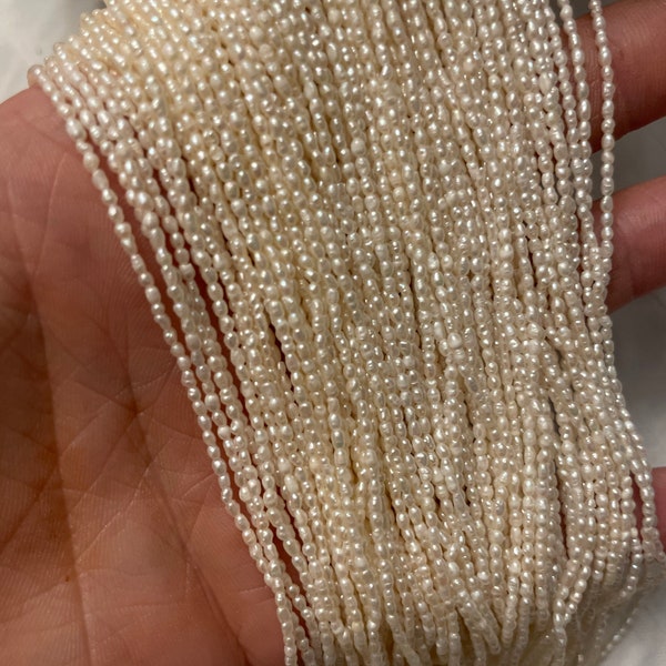 16” Tiny 1mm Rice Natural Seed Pearl Full Strand for Stringing Antique Jewelry Repair