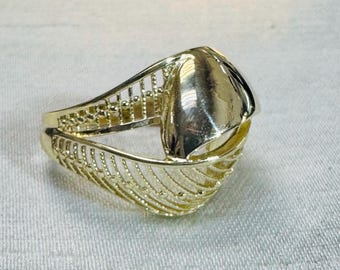 Anillo de oro amarillo macizo de 10 quilates con diseño abstracto ondulado, talla 8,25