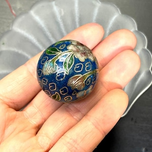 Awesome! 31mm Extra Large Antique Chinese Cloisonne Enamel Bead Charm Pendant Focal Bead