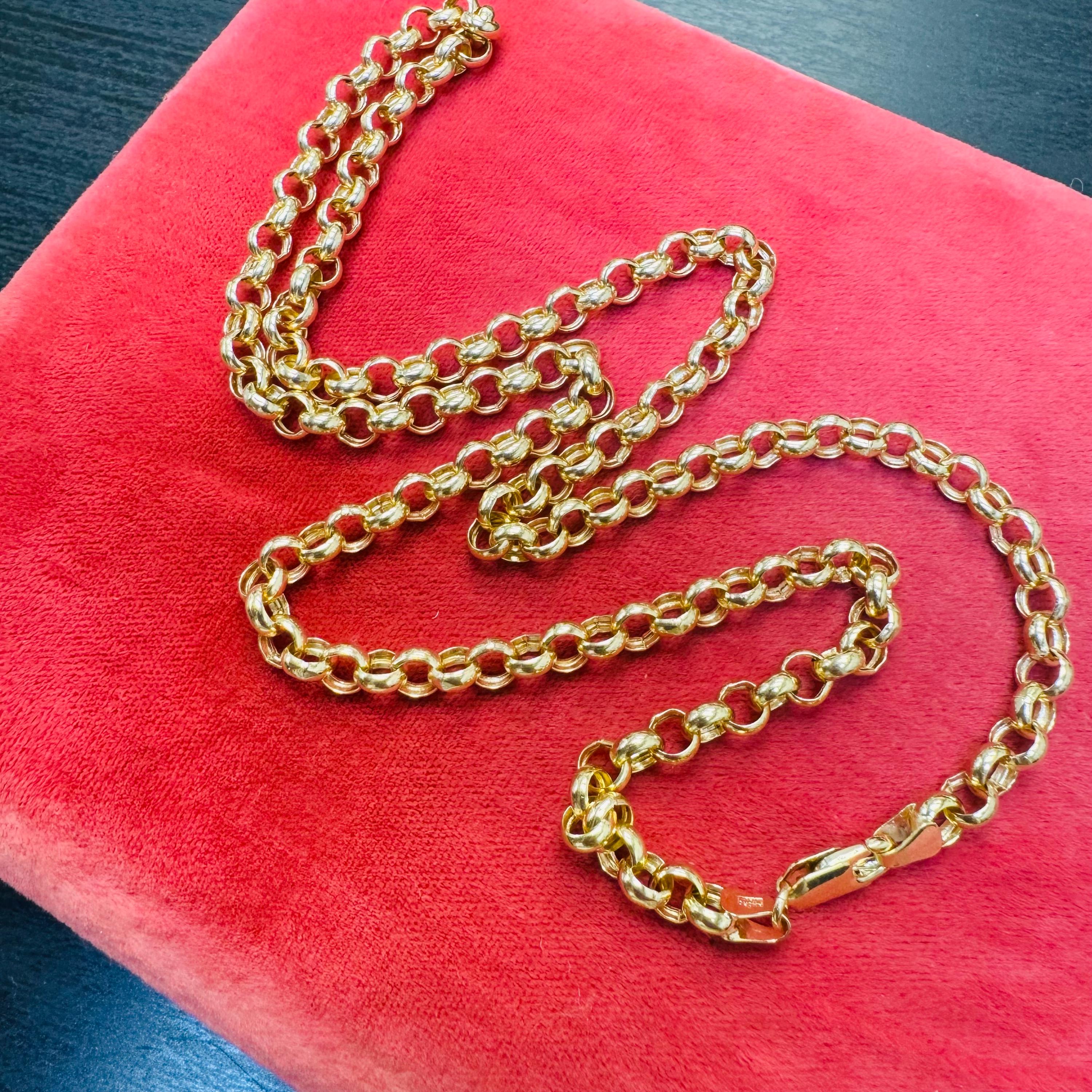10K Yellow Gold Womens 2mm Rolo Round Cable Link Chain Pendant Necklace