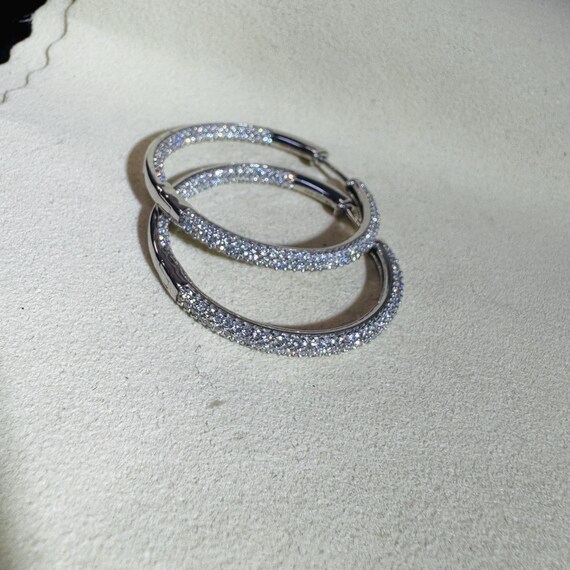 Solid 10K White Gold Micro Pave Lab Diamond Insid… - image 8