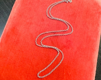 18” 2mm Solid 10K White Gold Rolo Link Necklace Chain