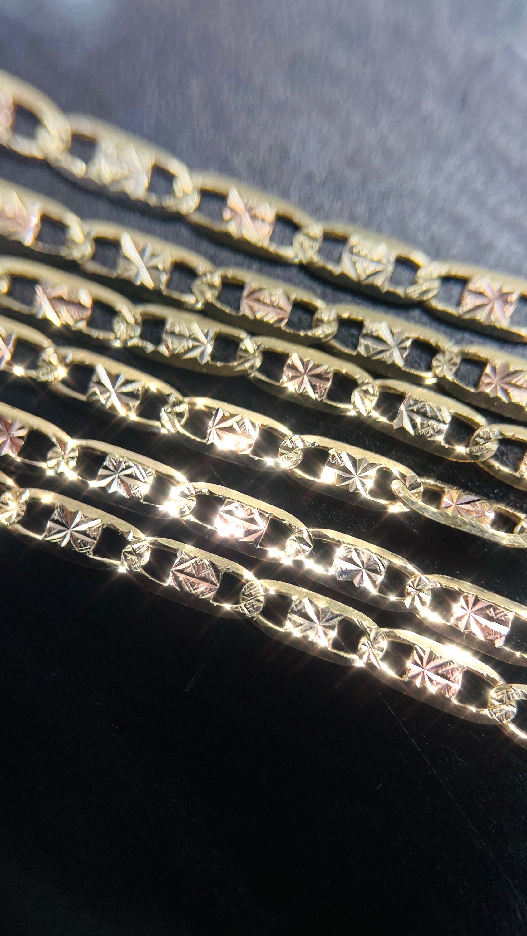 16” 2mm Solid Real 14K Tritone  White Rose Yellow Gold Valentino Link Chain Necklace