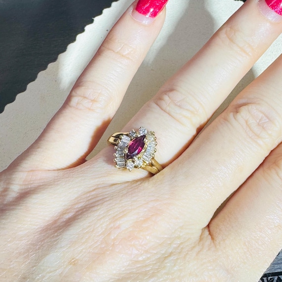 Gorgeous Natural Ruby and Diamond Solid 14K Yello… - image 5