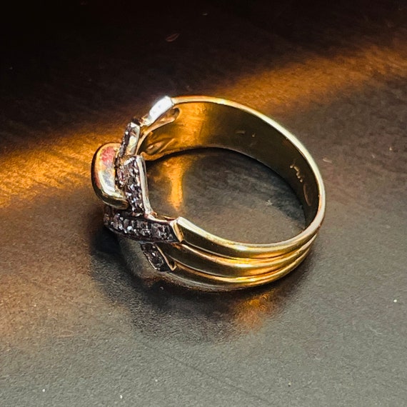 Solid 14K Yellow and Diamond Angular Vintage Ring… - image 3