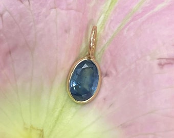 Natural .60CT Oval Blue Sapphire 14K Yellow Gold Pendant