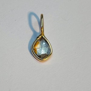 Natural Shimmering Rose  Cut 14K Yellow Gold Pendant Charm