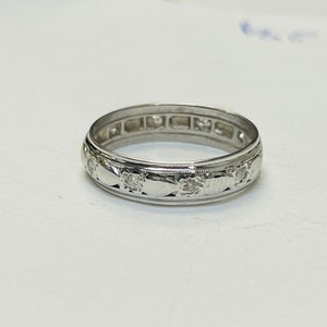 Art Deco 5mm 14K White Gold Diamond Eternity Ring Band Size 6.75