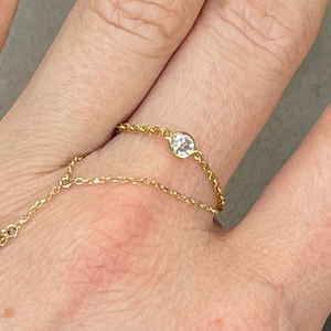 Old Mine Cut  Diamond .12CT 14K Yellow Gold Rolo Link Chain Ring Size 9.5