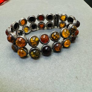 Unique Vintage Solid Sterling Silver Gem Bracelet 7&quot;
