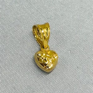 14K Solid Yellow Gold Puffy Heart Charm Pendant