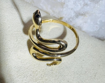 Solid 14K Yellow Gold Snake Ring Adjsutable Size