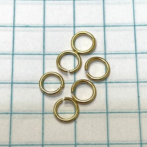 Lot of 6 Solid 14K Yellow Gold Open Jump Rings 5mm 22gauge