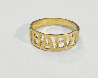 Cute Baby Midi or Pinky Ring Solid 10K Yellow Gold Ring Size 1.25