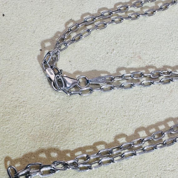 20インチ 2mm ソリッド 14K ホワイトゴールド バイカーリンクチェーン