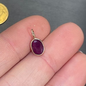 Natural Oval Red Ruby 1CT 14K Gold Pendant Drop