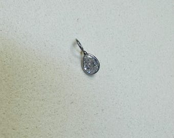 Natural Diamond .29CT Chubby Pear Shaped Pendant Charm in 14K White Gold