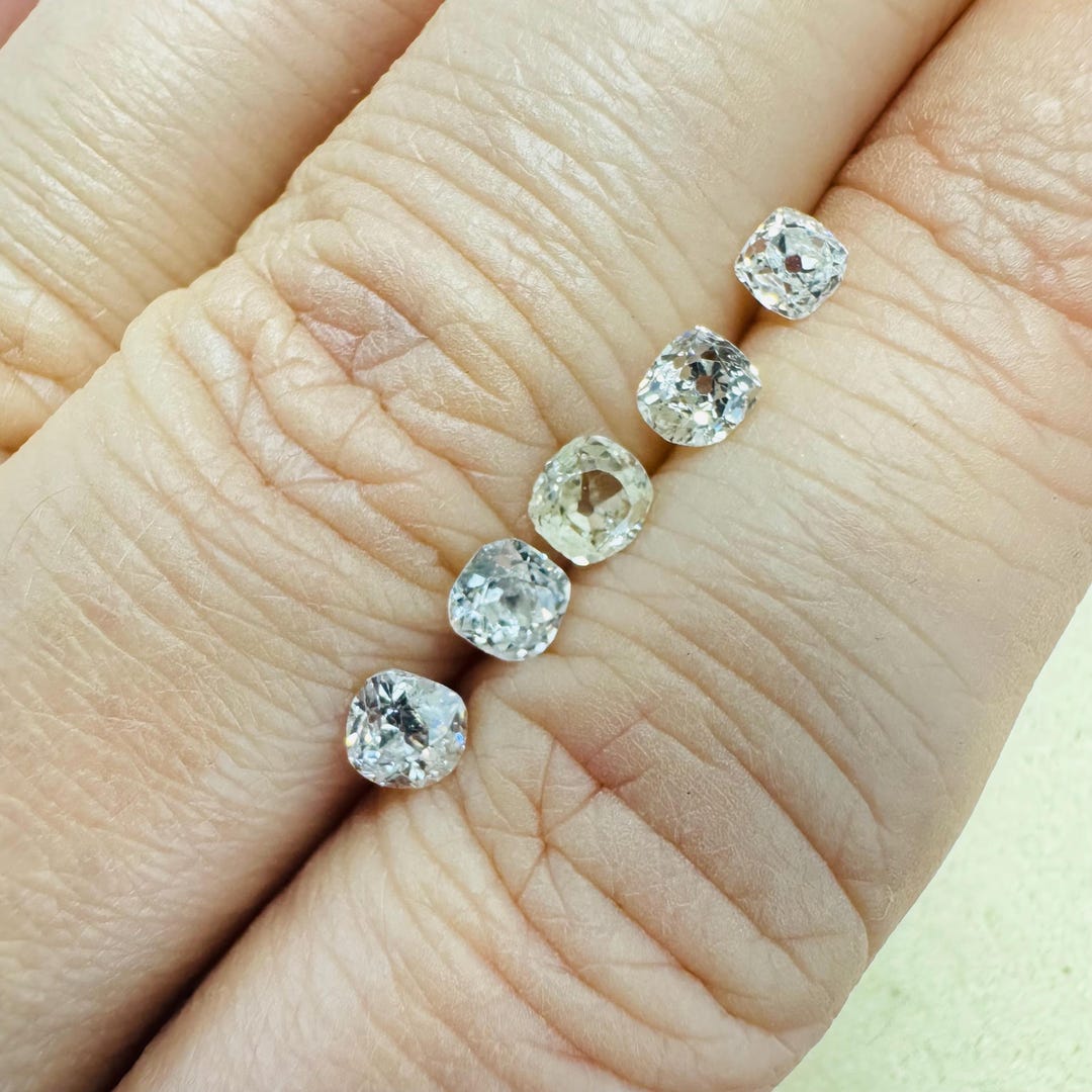 Lot of 5 1.02ct Square Old Mine Loose Diamonds Layout for Repair or ...