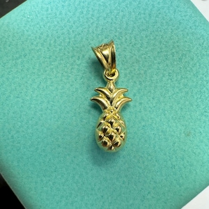 Cute! 14K Yellow Gold Puffy Pineapple Fruit Charm Pendant