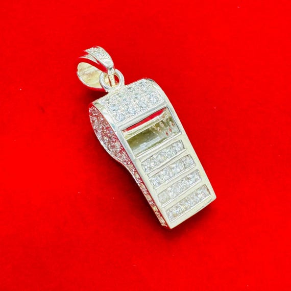 Large 925 Solid Sterling Silver Whistle Charm Pen… - image 1