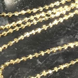 16&quot; Ball Bead Chain Necklace Solid 14K Yellow Gold