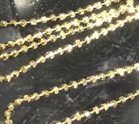 20" Ball Bead Chain Necklace Solid 14K Yellow Gold - image 1