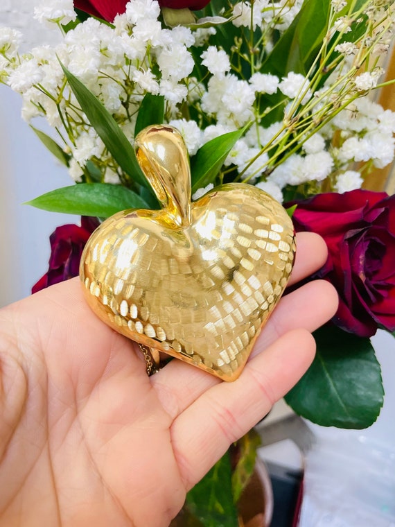 Large Gold Puffed Heart
