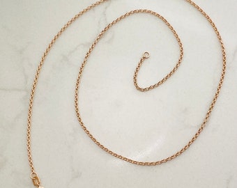 20” 2mm Solid 10K Pink Rose Gold Rolo Link Necklace Chain