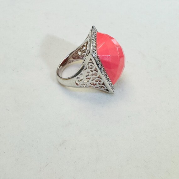 Large Bold Solid Sterling Silver Orange Ring Size… - image 5