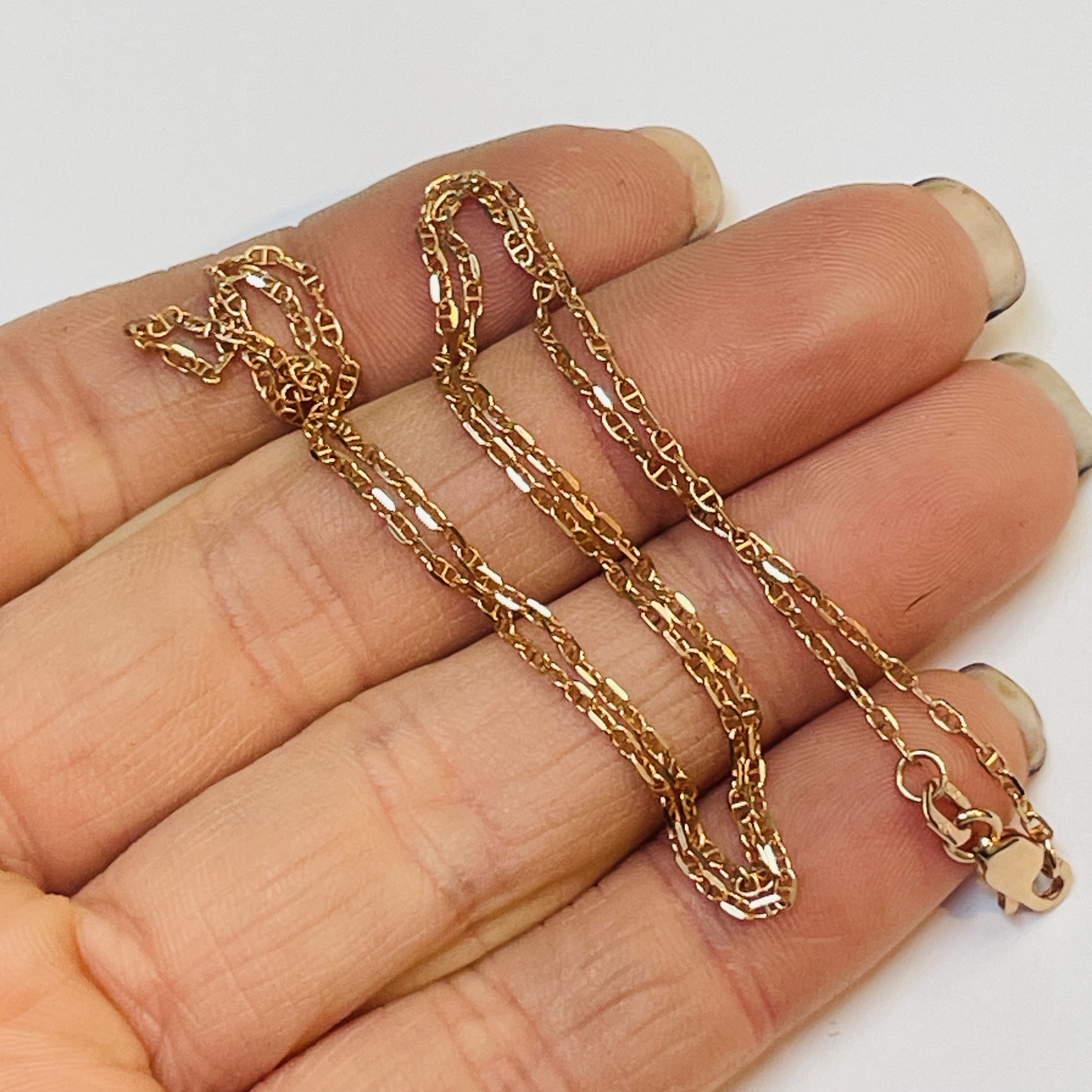 20” 1.5mm Solid 10K Pink Rose Gold Mariner Link Necklace