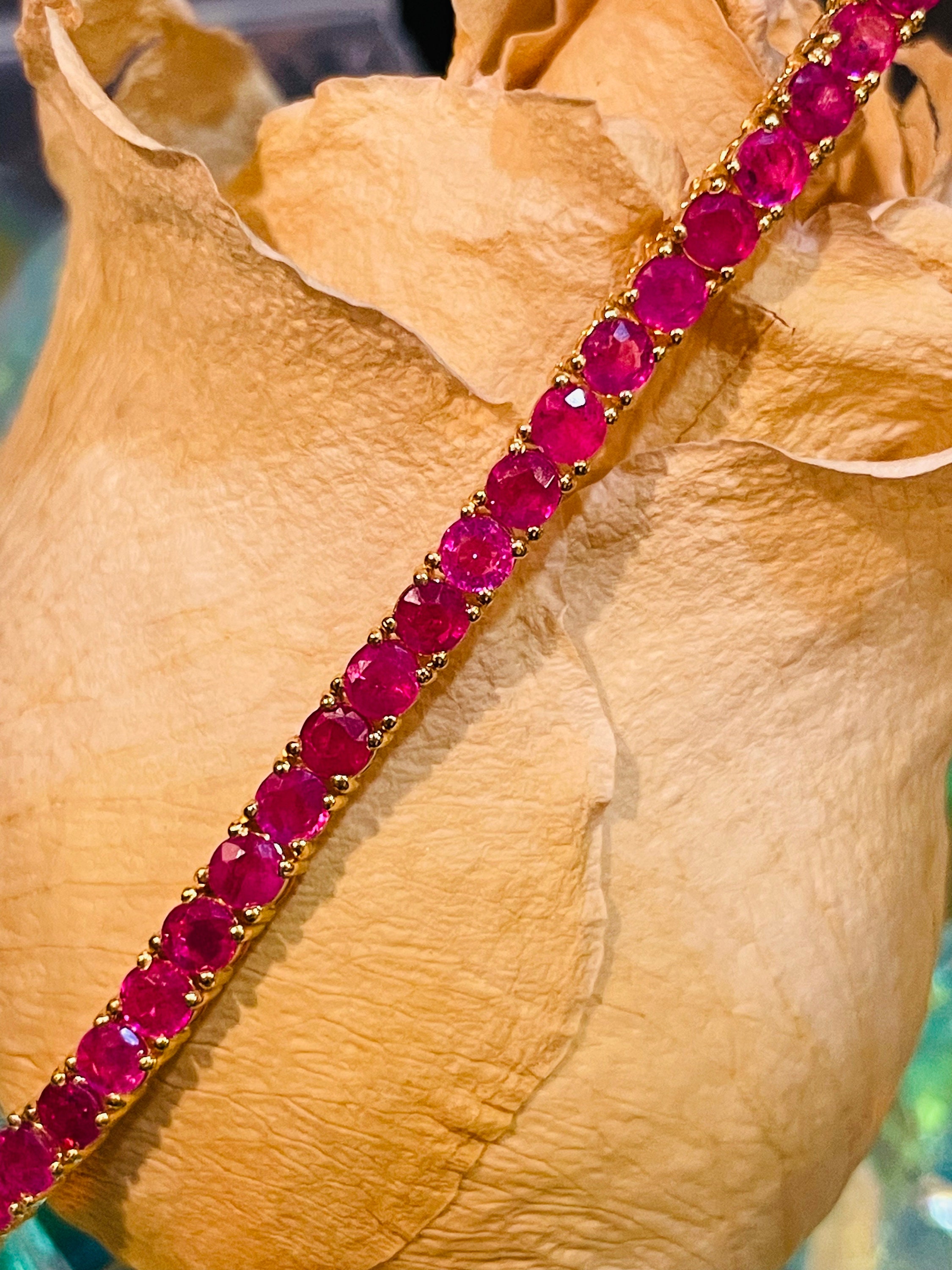 25.5CT Natural Ruby 14K Yellow Gold Tennis Necklace 18” - Etsy 25.5CT Natural Ruby 14K Yellow Gold Tennis Necklace 18” - Etsy