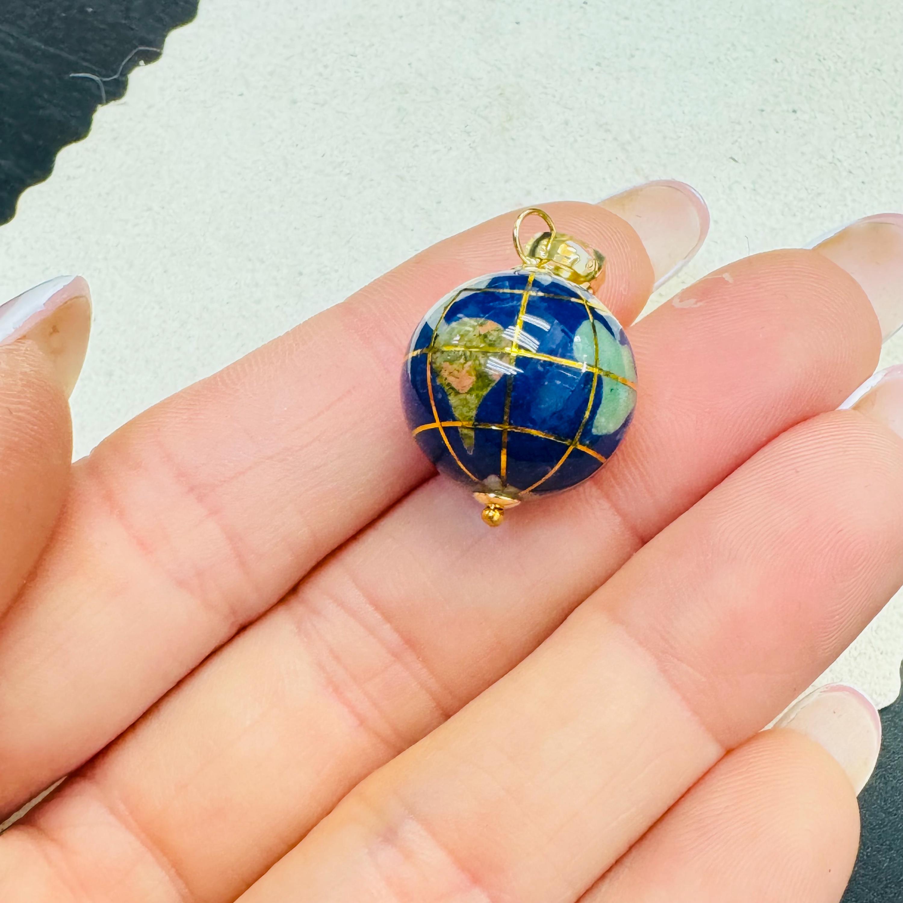 Breloque Globe En Or Jaune 14 Carats - 21 Mm - Neuf - Marque FindingKing