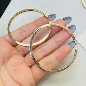 2&quot; Square Edge Round 10K Yellow Gold Hoop Earrings