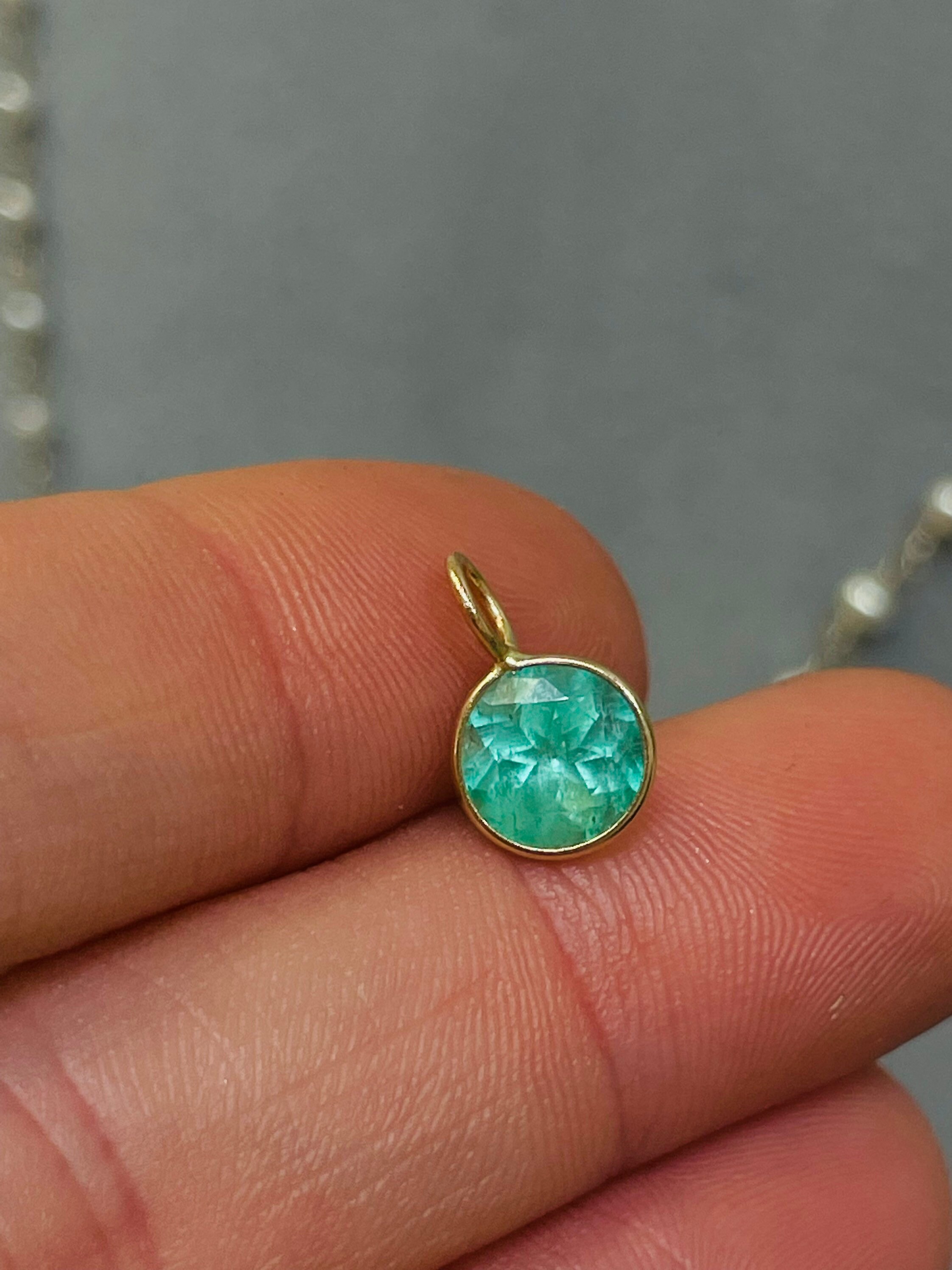 1.2CT 天然ラウンドカット コロンビア産エメラルド 14K イエロー 