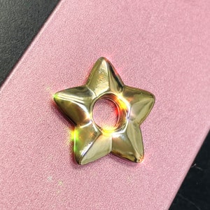 Vintage Old Stock Puffy 10K Yellow Gold 16x16mm  or .60" Star Shaped Charm for a Pendant or Hoop Earrings