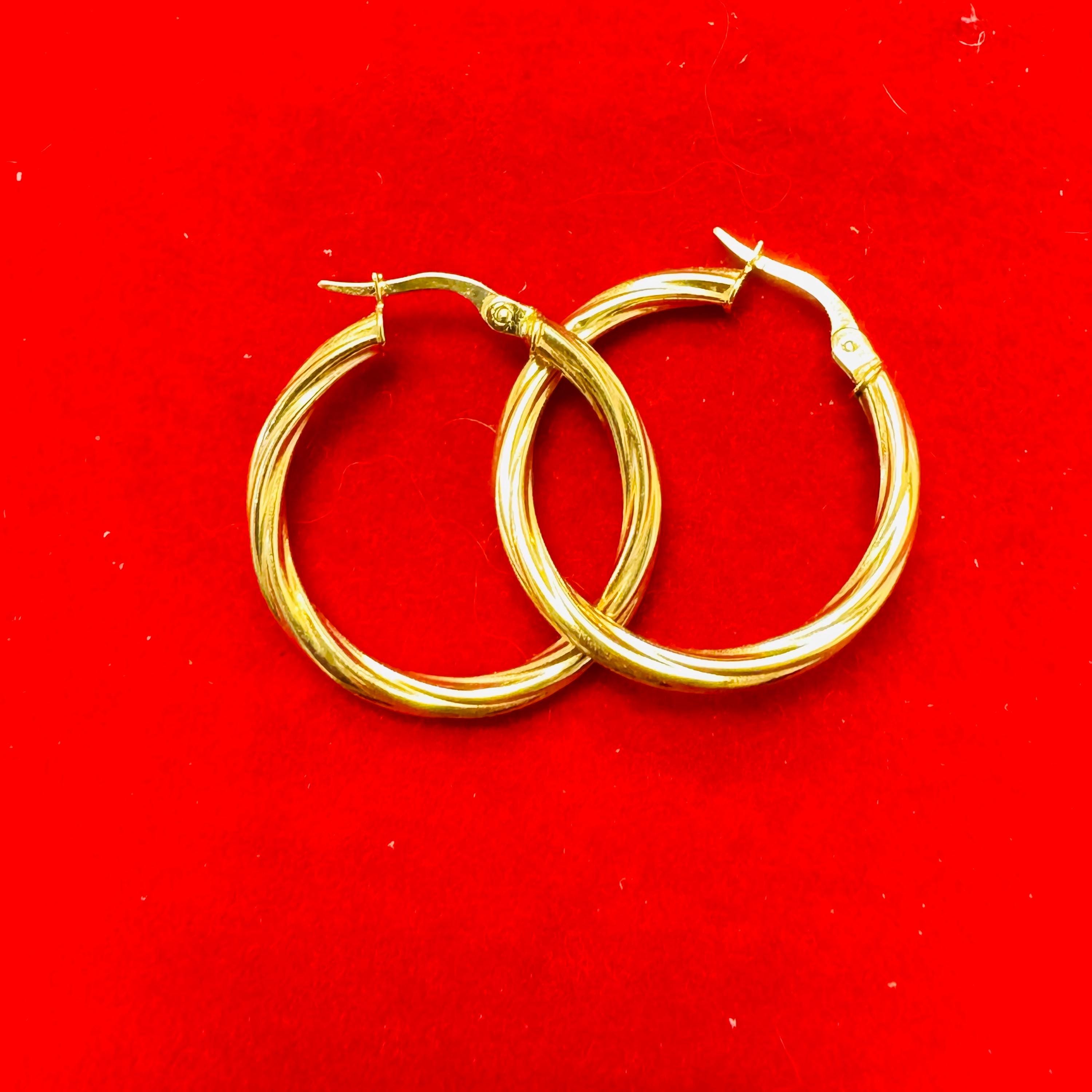 10k gold twisted bamboo earrings - Etsy 日本