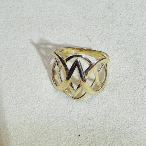 10K Yellow Gold Abstract Swirl Ring Size 7 - image 3