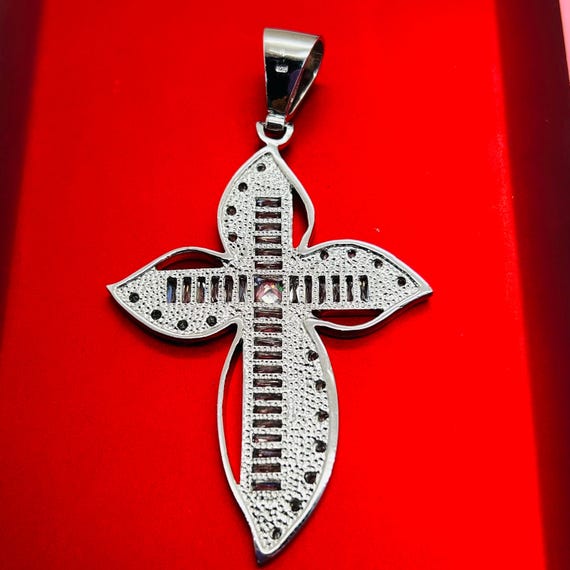 925 Solid Sterling Silver Cross Charm Pendent - image 2