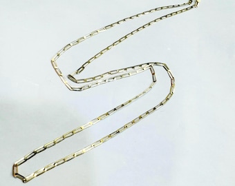 Solid 10K Yellow Gold 2mm Long Curb Link Chain Necklace 16”