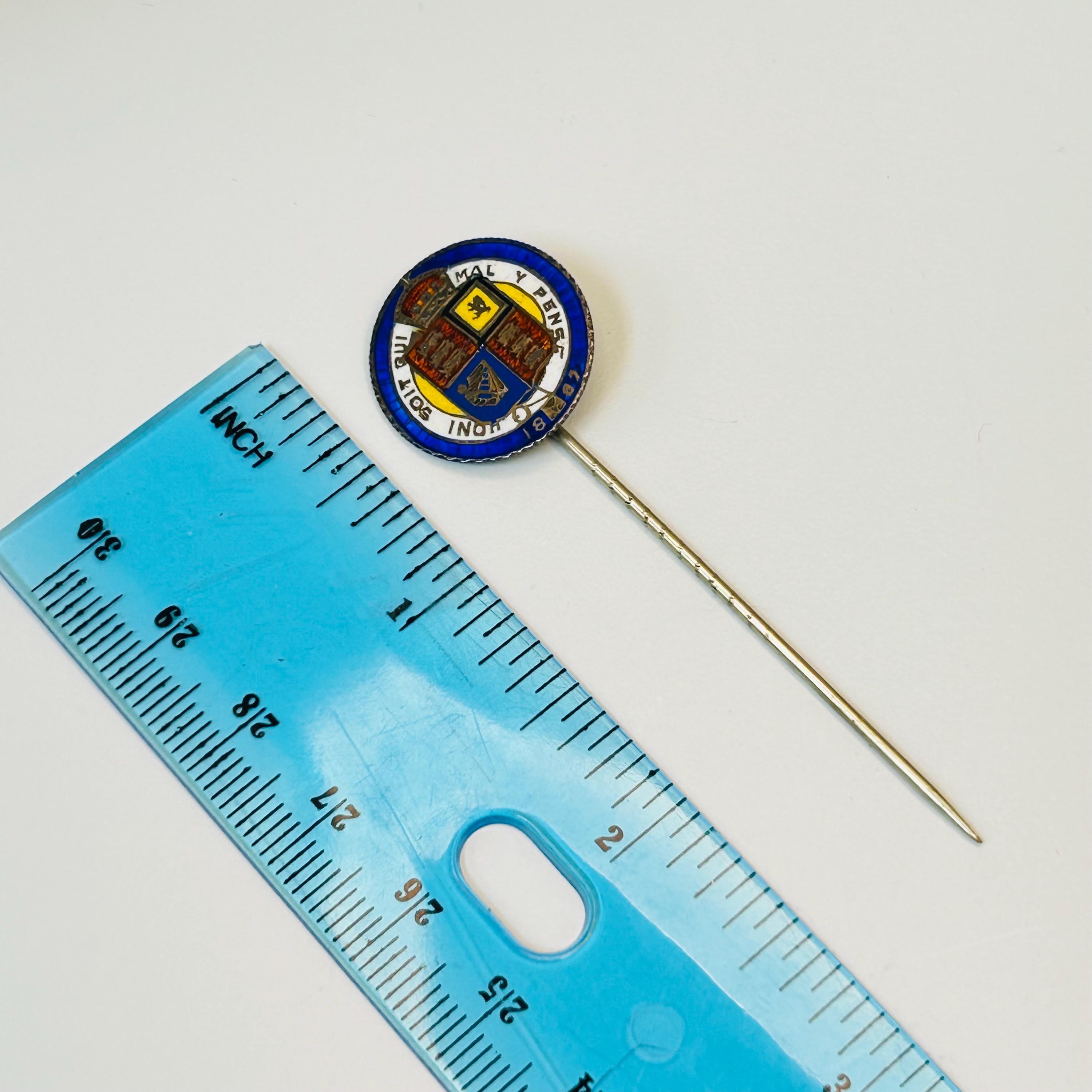 Coin Stick Antique Solid Yellow Gold & Enamel Logo Crest Coin Stick Pin - Etsy