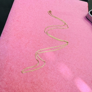 24&quot; 1.4mm Solid 14K Yellow Gold Flat Mariner Chain Necklace