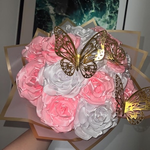 Eternal satin rose flower bouquets handmade