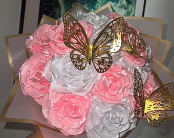 Eternal satin rose flower bouquets handmade